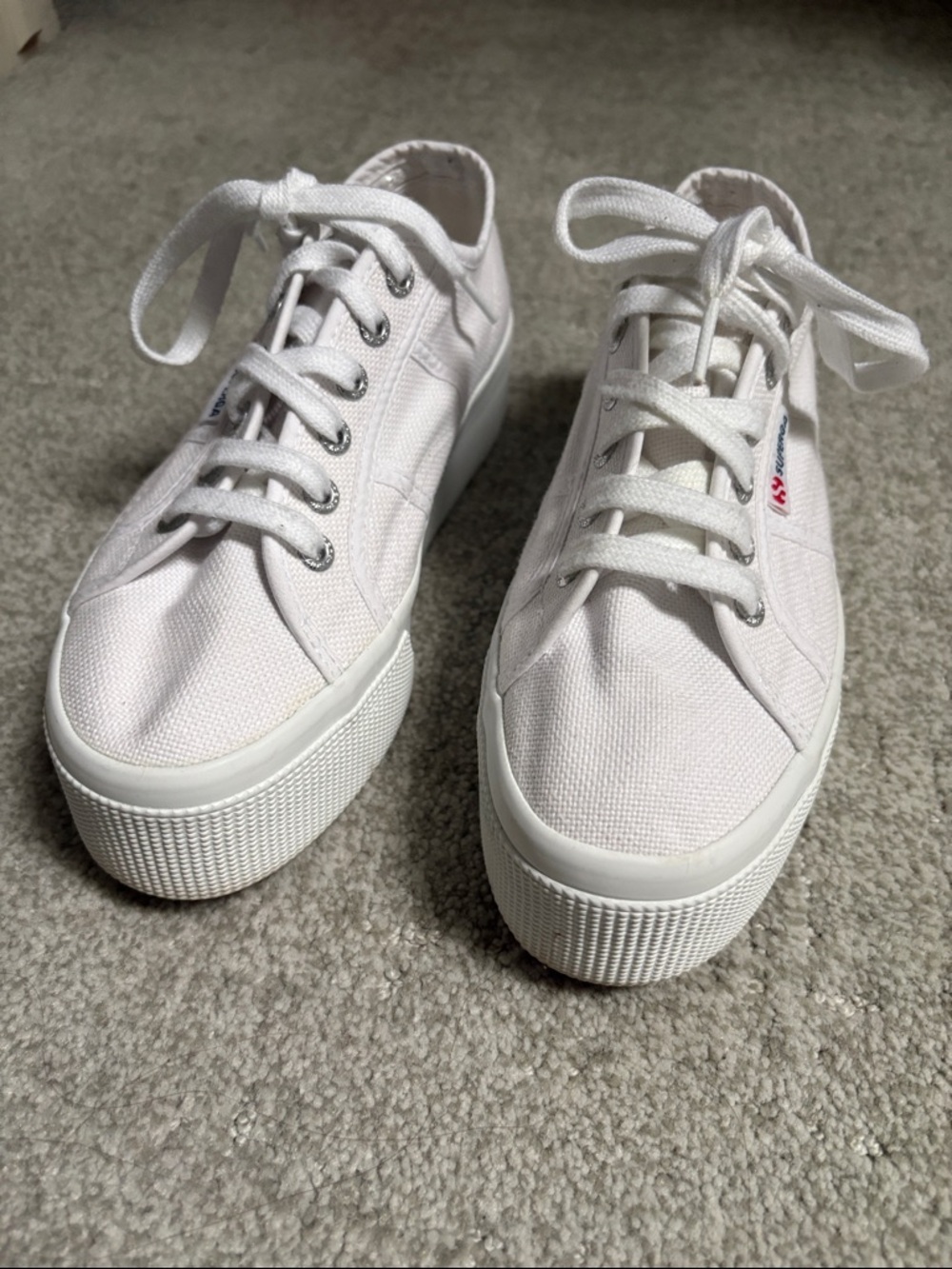 Superga White Low-Top 2740 Platform Canvas Sneaker Size 37 - Picture 5 of 11
